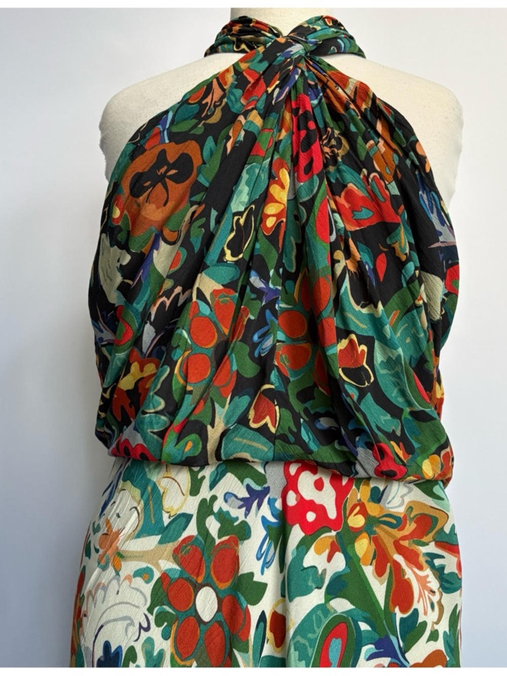 NWT Anthropologie BI-nk Elainne Halter Silky Floral Maxi Dress, XL - Picture 7 of 14